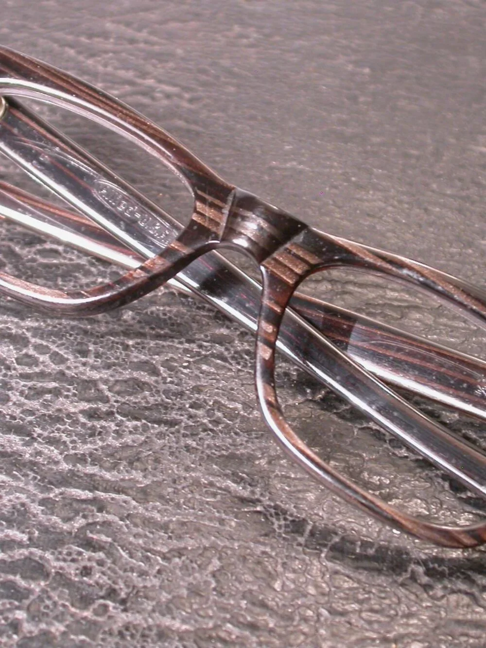 Vintage Allied Dark Wood Grain Eyeglasses Frames Made In USA